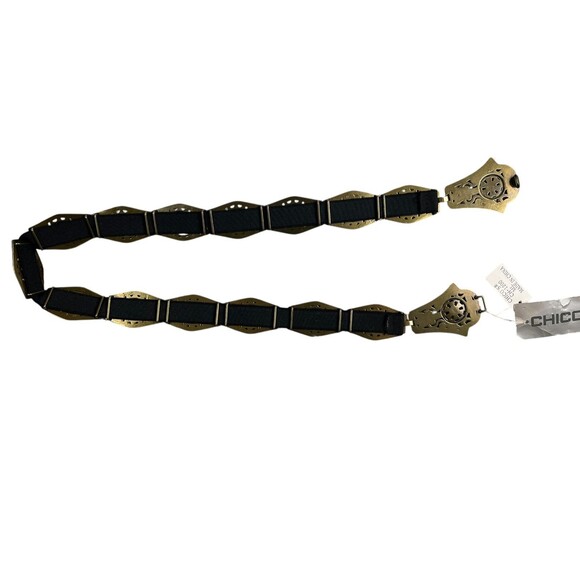 CHICO'S Balinese Stretch Belt  Size M/L NWT  Black & Antique Brass-Tone  Artisan - Picture 3 of 10